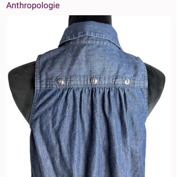 Anthropologie Holding Horses sz O Denim Sleeveless Dress Capsule Laganlook - Picture 6 of 11
